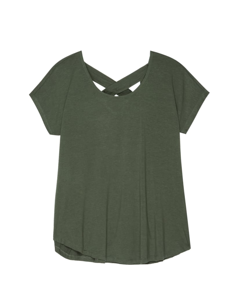 Front of plus size Aria Criss-Cross Linen Tee by BOBEAU | Dia&Co | dia_product_style_image_id:118561